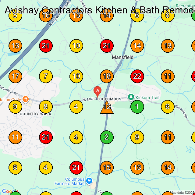 Avishay Contractors Kitchen & Bath Remodeling Bathroom Remodeler GeoGrid ranking map for None